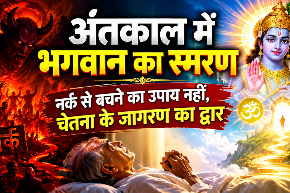 अंतकाल में भगवान का स्मरण — नर्क से बचने का उपाय नहीं, चेतना के जागरण का द्वार 1 अंतकाल में भगवान का स्मरण — नर्क से बचने का उपाय नहीं, चेतना के जागरण का द्वार अंतकाल में भगवान का स्मरण अंतकाल में भगवान का स्मरण — नर्क से बचने का उपाय नहीं, चेतना के जागरण का द्वार आध्यात्मिक ज्ञान एवं चेतना जागरण | Spiritual Knowledge and Awakening of Consciousness