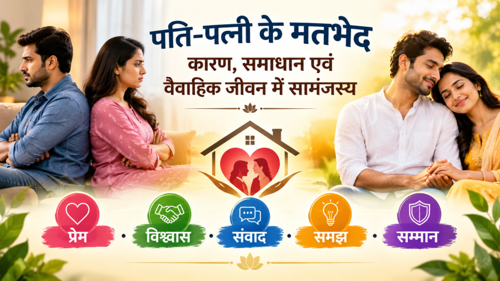 पति-पत्नी के मतभेद: कारण, समाधान एवं वैवाहिक जीवन में सामंजस्य