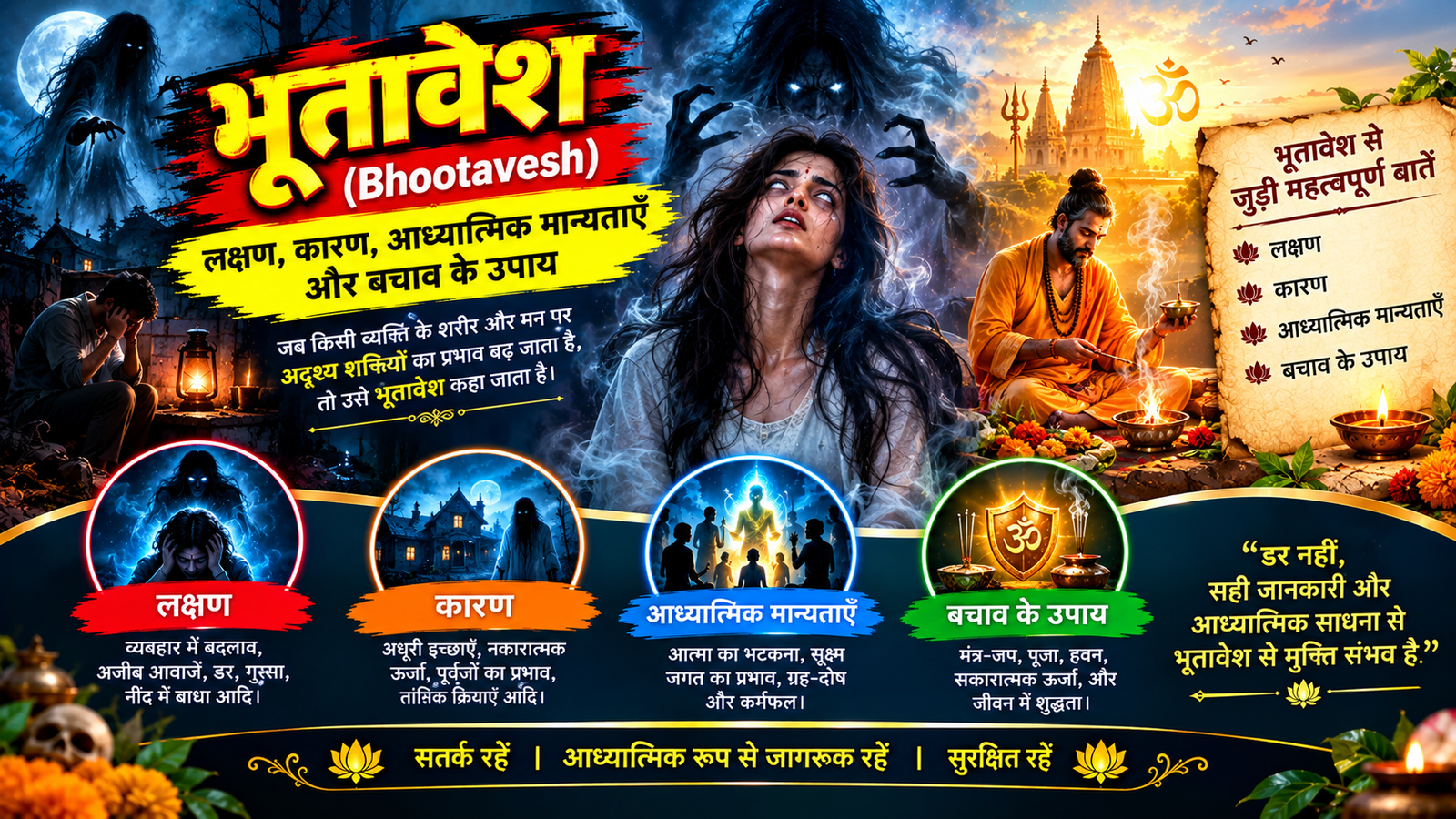 भूतावेश Bhootavesh के लक्षण, आध्यात्मिक मान्यताएँ और बचाव के उपाय