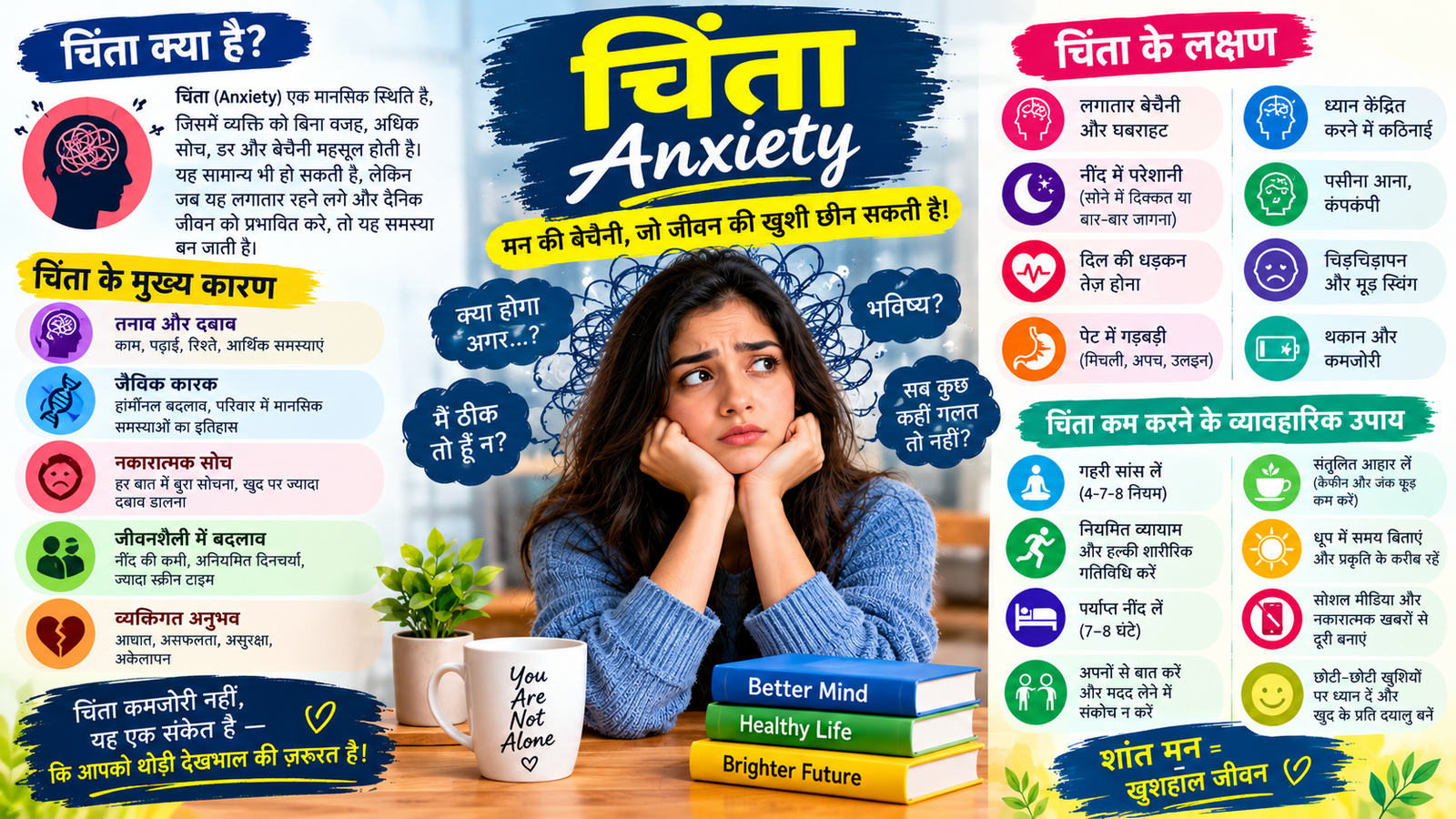 चिंता-Anxiety के कारण, लक्षण और चिंता प्रबंधन के व्यावहारिक उपाय