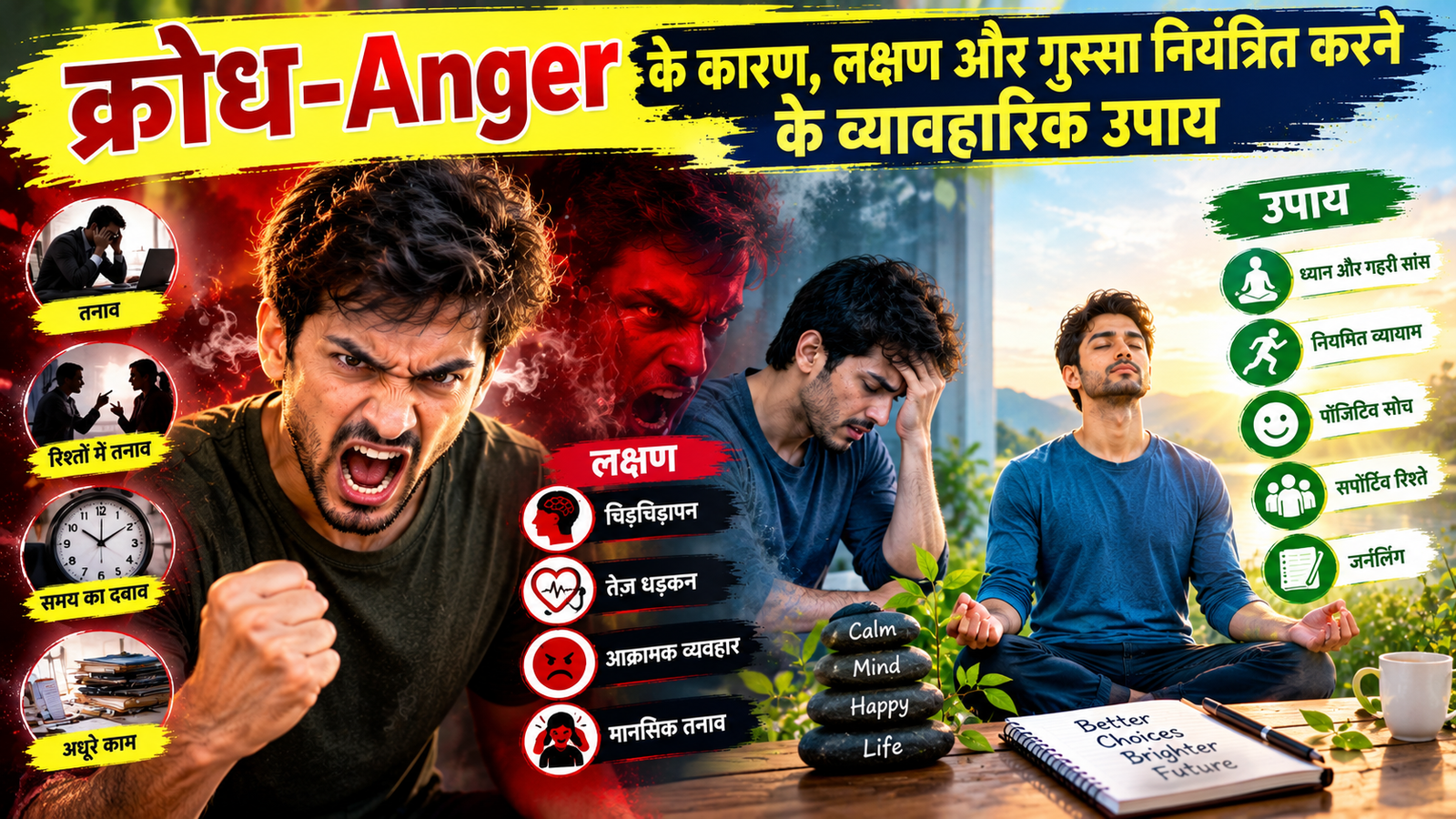 क्रोध-Anger के कारण, लक्षण और गुस्सा नियंत्रित करने के व्यावहारिक उपाय