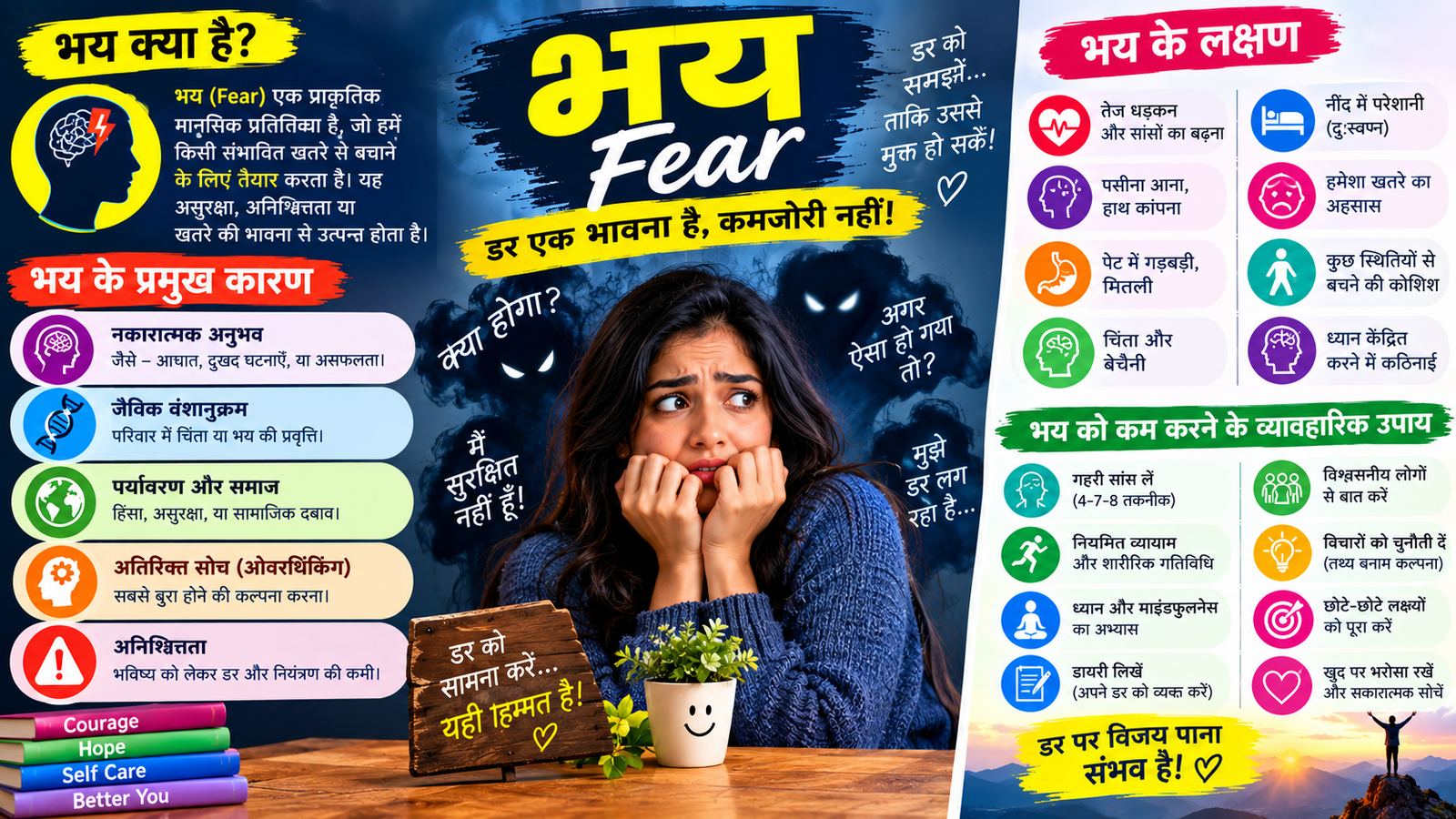 भय-Fear के कारण, लक्षण और डर का सामना करने के व्यावहारिक उपाय
